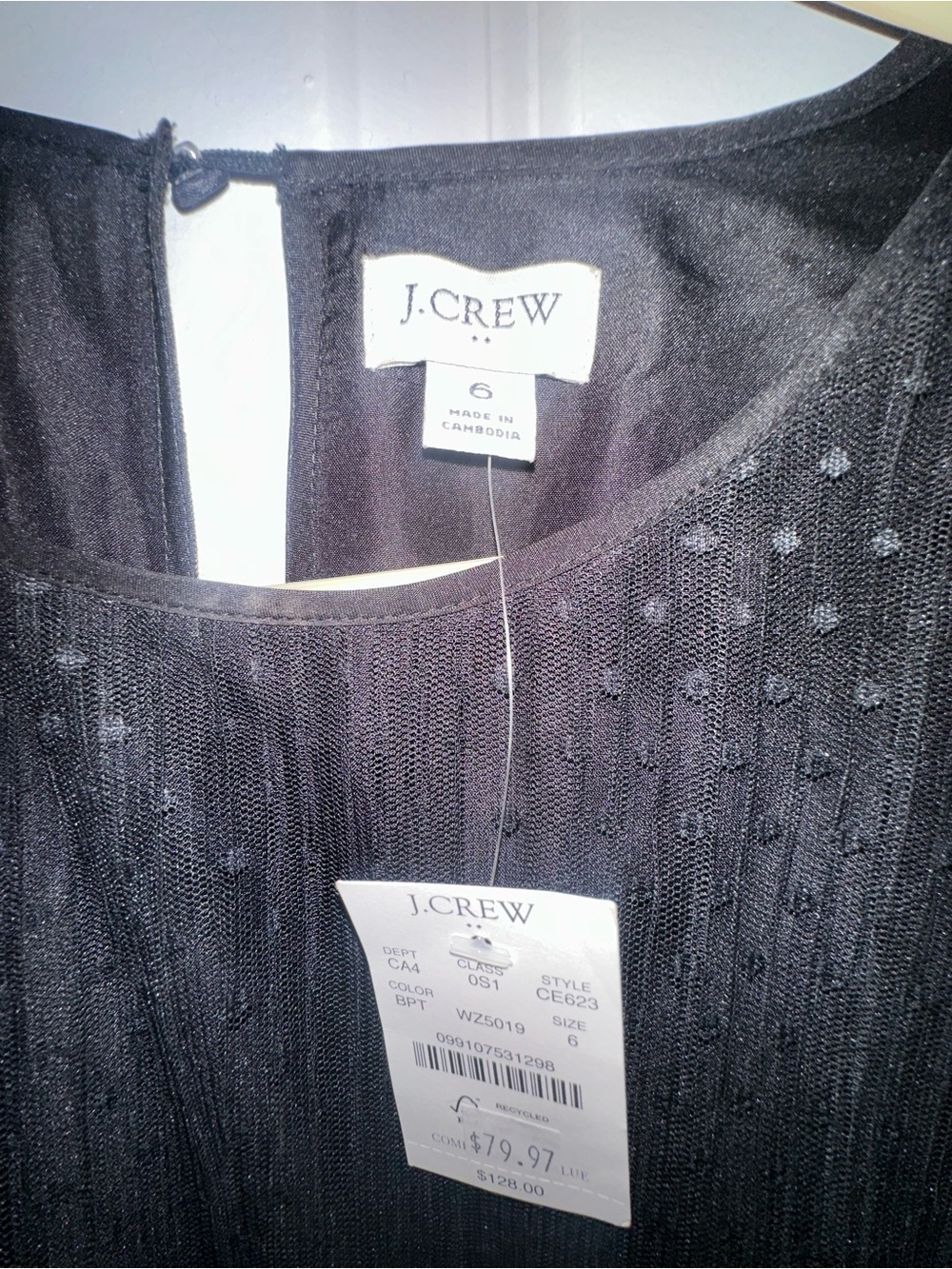 J. Crew Black Textured Dot Midi Dress - Picture 2 of 5